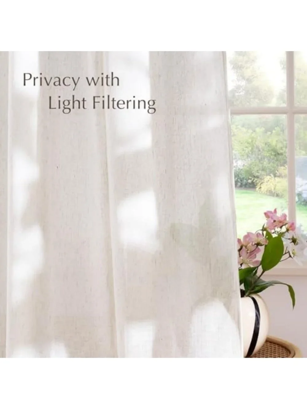 Linen Cream Semi-Sheer Curtains for Bathroom & Bedroom, 45